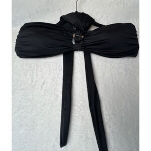 Michael Kors Bikini Top Womens L Black MK Gold Logo‎ Classic Beach Swimwear